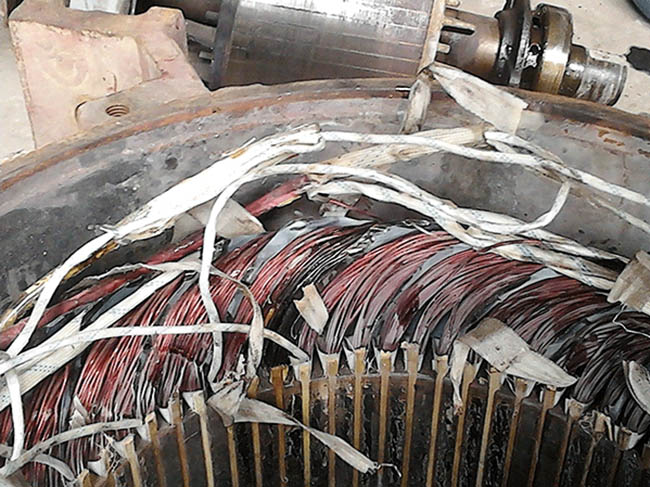 圖為因故障被燒壞的西瑪電機線(xiàn)圈照片 圖為因故障被燒壞的西瑪電機線(xiàn)圈照片